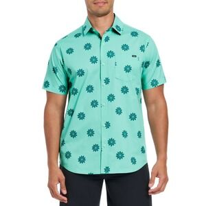 Hurley Mens Patio Printed Woven Shirt Turquoise Size M